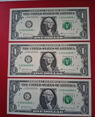 Star Note 1 Dollar Bill Cleveland 3.2M Pack Run 3 of 3 Sequential Lot of 3 - Image 1 of 4