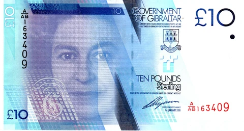 Gibraltar 10 Pounds 2010 UNC Banknote P-36 Prefix A/AB Paper Money Cover