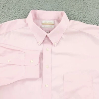 Roundtree & Yorke Shirt Mens 19 Big Pink Non Iron EZ Wash Business Gold Label - Image 1 of 4