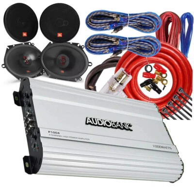 2x JBL 6x8 Inch + 2x JBL 6.5 Inch Speakers+ Audiobank 1000W 4CH Amplifier & Kit