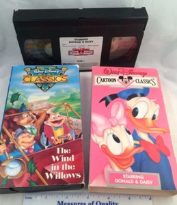Children 2 VHS Movie Donald And Daisy Plus Wind In The Willows Animated Rare Vb - Picture 1 of 3