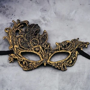 Stunning Gold Lace Masquerade Mask - Handcrafted for Mardi Gras & Parties! NEW - Picture 1 of 5
