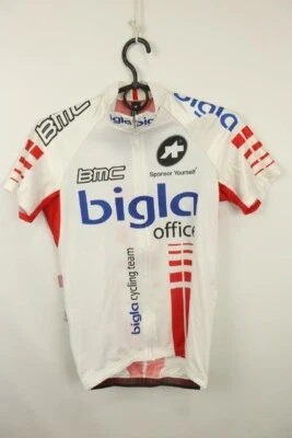 Camiseta deportiva Assos blanca de poliéster manga corta cremallera completa Bigla equipo de ciclismo XS Foto 1 de 4