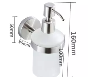Seifenspender Edelstahl Silber Matt Glas Pumpflasche Wandbefestigung* - Bild 1 von 4