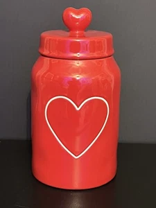 Nuevo RAE DUNN Día de San Valentín 8,5" Bote Corazón Rojo con Tapa Superior del Corazón - Imagen 1 de 7