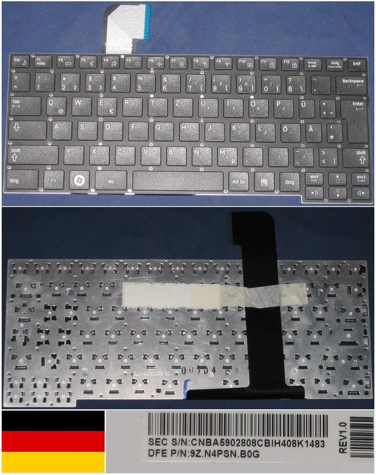 Clavier Qwertz Allemand SAMSUNG X128 BA59-02808C CN.BA590.280 9Z.N4PSN.B0G Noir - Image 1 of 1