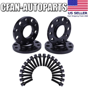 Fits BMW 5x120 Staggered Wheel Spacers Kit (2) 12mm & (2) 15mm W/ Extended Bolts - Picture 1 of 19