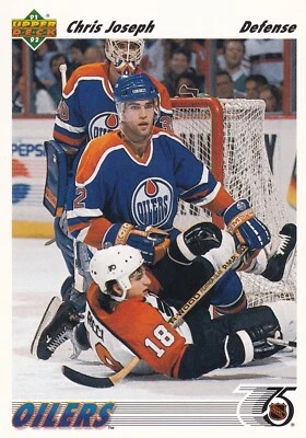 1991-92 Upper Deck #436 Chris Joseph- Edmonton Oilers + Yes 4 Free Mystery Cards - Image 1 of 2