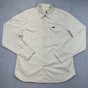 Lee 101 Western Hemd Herren XL Beige Pearl Snap Baumwolle Cowboy Rodeo IRREGULARS - Bild 1 von 15