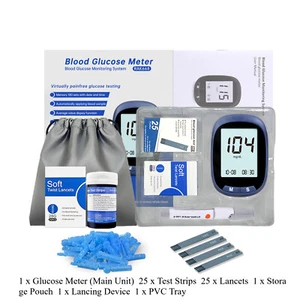 Kit de monitor de azúcar en sangre con 50 tiras reactivas, lancetas y estuche de viaje YIY - Imagen 1 de 26