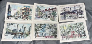 (6) Travel Post Card ESSO Gas Cards Vintage Art by George Shawe - Picture 1 of 6