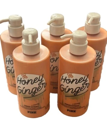 5 VICTORIA'S SECRET PINK BODY LOTION Honey Ginger Rejuvenating 14 FL OZ NEW - Image 1 of 4