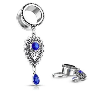 Piercing Tunnel Pendant Tear Blue Sapphire - Picture 1 of 1