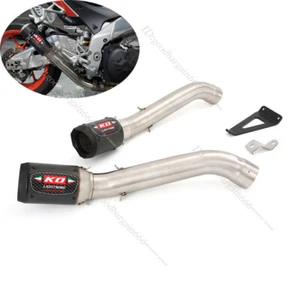 Silenciador silenciador silenciador de tubo medio 61 mm con puntas de escape para Aprilia Tuono V4 1100 2017-2020 - Imagen 1 de 13