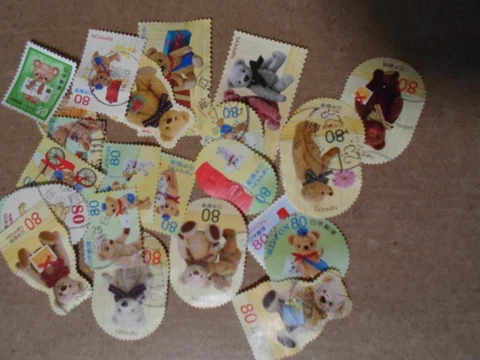 Collection lot 24 different Teddy Bear stamps of Japan Cover