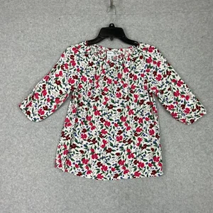 Old Navy Top Girls XL (14) White Floral 3/4 Sleeve Pullover Peasant Blouse - Picture 1 of 15