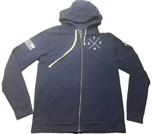Grunt Style Hoodie Mens Large Blue USA American Flag Patriotic Military Pullover - Picture 1 of 6