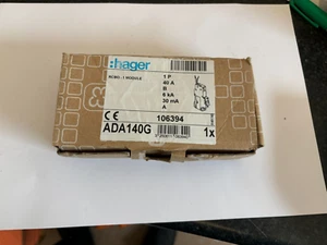NEW HAGER B40 40 AMP 30mA ADA140G (106394) 6KA SINGLE POLE RCBO CIRCUIT BREAKER - Picture 1 of 1