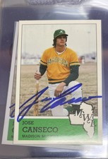 1983 Fritsch Jose Canseco RC #13 AUTO Madison Muskies AUTOGRAPHED BEAUTY ROOKIE
