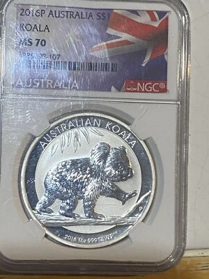 2016P Australia Koala Silver 1 Oz. $1 Coin NGC MS70. Top Pop 📈📈 - Image 1 of 4