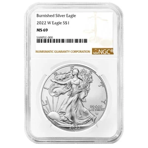 2022-W Burnished $1 American Silver Eagle NGC MS69 Brown Label - Picture 1 of 2