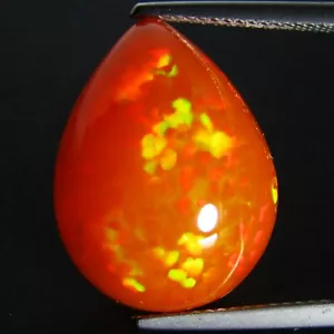 14.35Cts Natural Earth Mined Orange Color Play Opal Ethiopian Pear Cabochon VOD - Picture 1 of 4