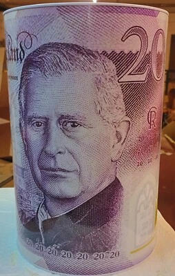 Money Box Tin £5 £10 £20 £50 Pound Note Design Kids Saving Cash PIggy Bank Box N - Image 1 of 4