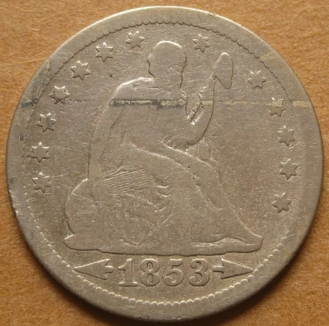 1853 Arrows & Rays Seated Liberty Quarter - Philadelphia Mint - Circ Details Cover