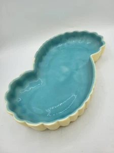 Vintage MCM Haeger Blue Shallow Console S Shaped Pottery Versatile Dish - Picture 1 of 10