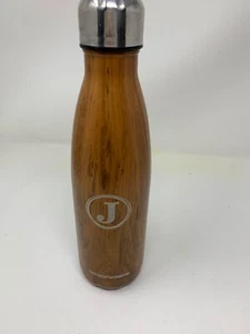 Godinger Monogram (J) 17 oz. Vacuum Insulated Stainless Steel Beverage Teakwood  - Picture 1 of 12