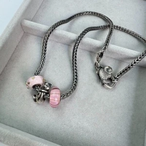Trollbeads Broche de Pez Grande Cadena Cola de Zorro 16" Collar Gato Plata Esterlina Japón - Imagen 1 de 12