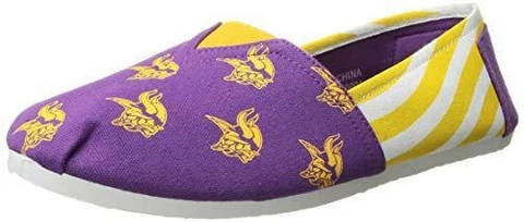NFL Minnesota Vikings Women's Canvas Stripe Shoes, X-Large (10), Purple Cover