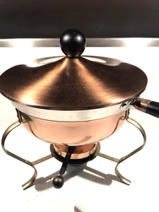 Chafing Dish Copper Brass With Large Pan Burner Warmer Lid & Handles Vintage - Picture 1 of 10