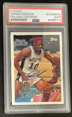 Dennis Rodman Signed 1995 Topps #69 Card Sticker Basketball￼ Autograph PSA/DNA - Image 1 of 2