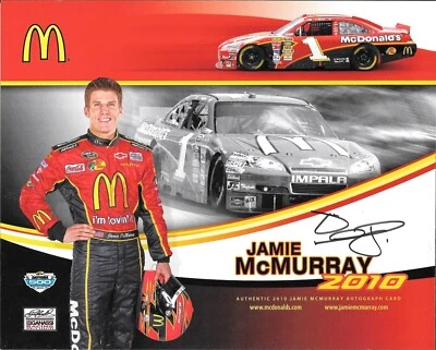 Tarjeta postal autografiada de Jamie MCMURRAY NASCAR 2010 #1 Foto 1 de 2
