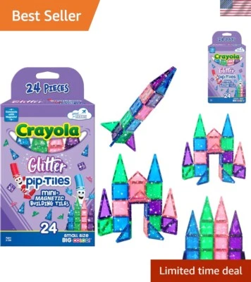 Imaginative Play with Crayola Glitter Magnetic Tiles - 24-Piece Construction Set - Image 1 of 4