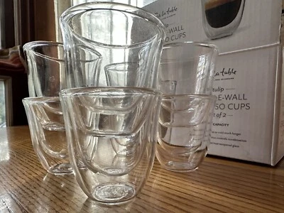 Espresso Cups • Sur La Table • Brand New • Clear Glass Double Wall Tulip