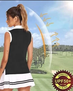 Women's Tennis Zip Collared Tank Top Casual Sleeveless Slim Fit Tank Top Small - Picture 1 of 3