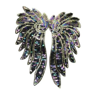 1Pair Large Angel Wings Sequin patches for clothes Sew On Appliques For Jacket r - Picture 1 of 7