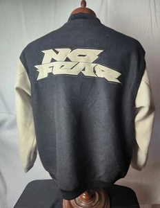 🚨🔥Vintage 90s No Fear Wool Bomber Varsity Jacket Large Black EUC Very Rare! - Picture 1 of 8