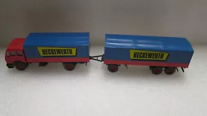 1/87 HO TRAIN SCALE Wiking Mercedes Benz Truck & Trailer HECKEWERTH Red / Blue - Picture 1 of 3