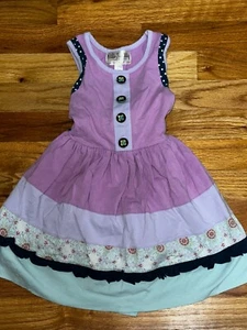 Matilda Jane The Pier Dress Good Hart Girls Size 4 Purple Buttons Tie Front - Picture 1 of 5