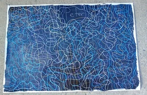 Original 24 by 36 inch Fluid Lines Abstract Watercolor Painting signed by Peter - Picture 1 of 5