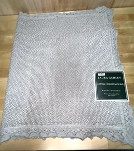 Laura Ashley Reversible Crochet 20" x 34" Bath Rug in Gray - Picture 1 of 5