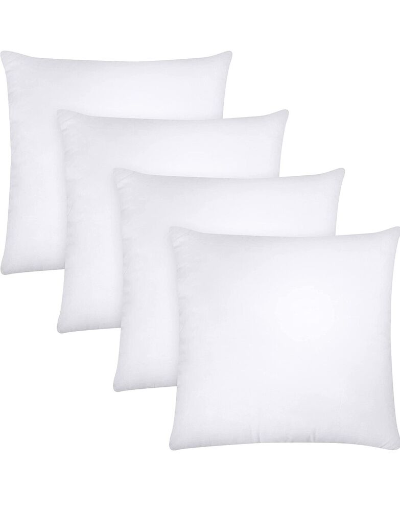 Throw Pillows (Set of 4, White), 18 x 18 Inches Pillows for Sofa, Bed and Couch