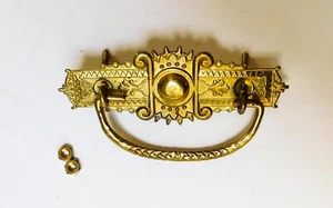 H2B Vintage Stamped Ornate Brass Drawer Bail Handle Pull Victorian Style 4 1/8" - Picture 1 of 2