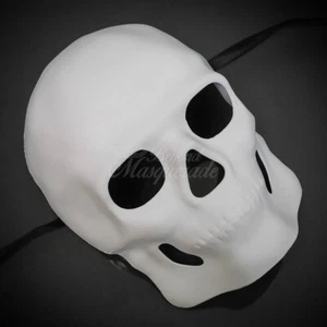 Men's Day of the Dead Skeleton Skull Costume Halloween Masquerade Mask [White] - Picture 1 of 4