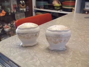 Vintage Stetson 22 Kt Gold American Beauty Salt and Pepper Set- No Corks - Picture 1 of 10