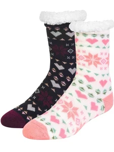 PACK DE 2 CALCETINES ZAPATILLAS COPO DE NIEVE NEGRO Y ROSA - Imagen 1 de 1