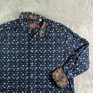 Robert Graham Herren Button Down Hemd Classic Fit Blau Paisley Baumwolle L - Bild 1 von 12